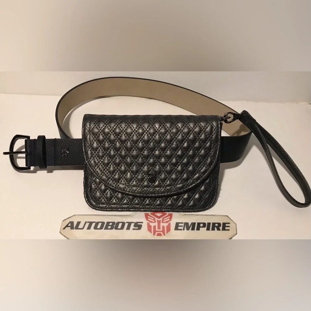 NWOT Vintage Vince Comuto Vegan Leather Belt Purse Fanny Pack Black Large 42 In